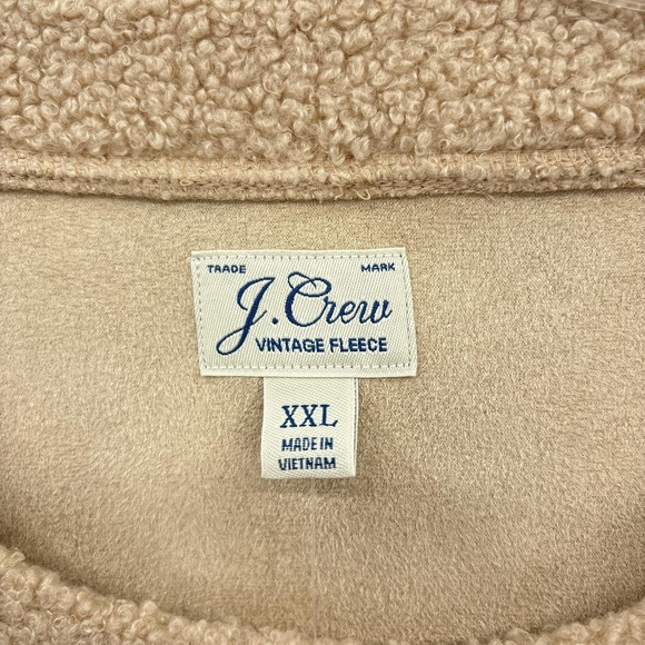 J Crew Vintage Fleece Sweater Womens XXL Tan Sherpa Pullover Cozy Soft NWT - Picture 4 of 11